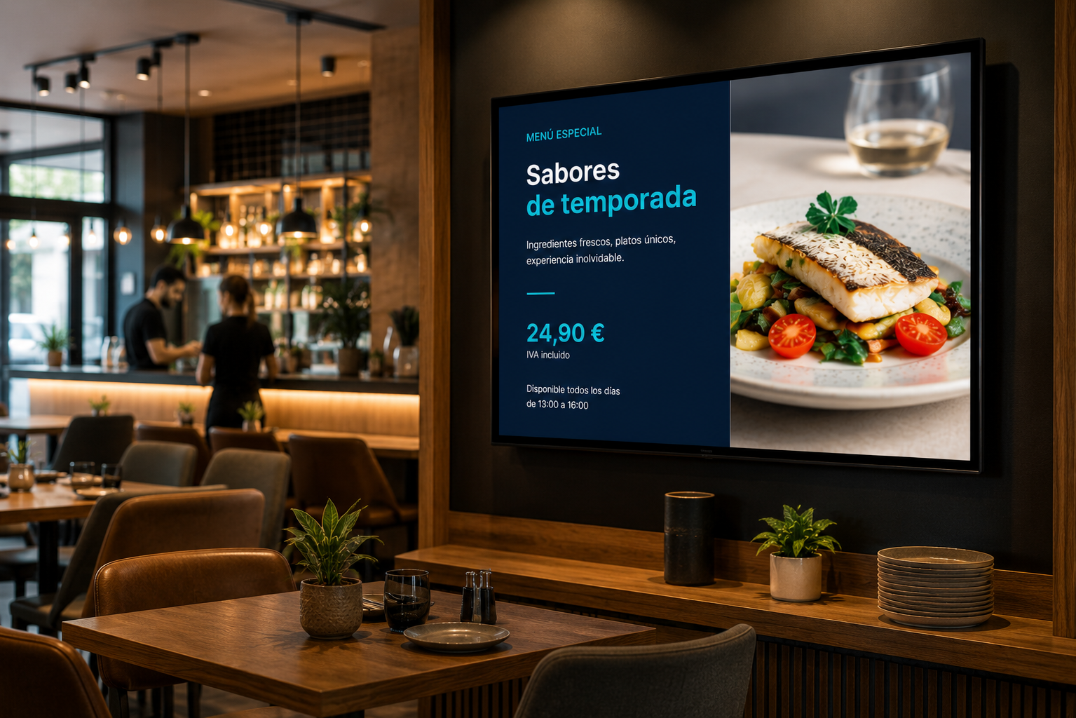 Operación de sala y cartelería visual apoyada por Carta360 en el restaurante