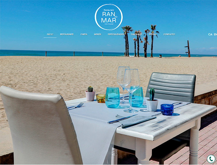 Web de restaurante Ran de Mar creada con Carta360